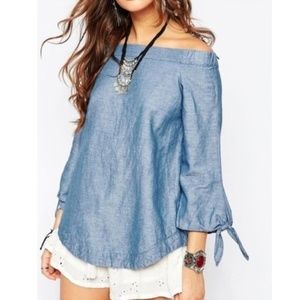 Free People off the shoulder chambray top